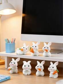 1包（6个）迷你复活节兔子雕像，树脂兔子摆件——非常适合用作微型景观装饰、家居桌面装饰、复活节装饰品、桌面装饰、复活节彩蛋游戏道具、家居装饰、景观工艺品、微型花园装饰，或作为送给动物和自然爱好者的贴心礼物。 - 風格A - 查看 4