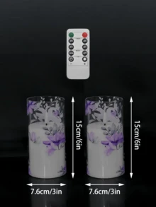 1/2/3pcs Set Flameless Candles With Remote Control And Timer, Flickering LED Candles, Battery Powered LED Purple Flower, Electric Pillar Candles, Realistic Wick, Suitable For Home Gatherings, Weddings, Romance, Love, Holiday Decor, Valentine's Day, Gifts, Candle Warmer - Purple - View 12