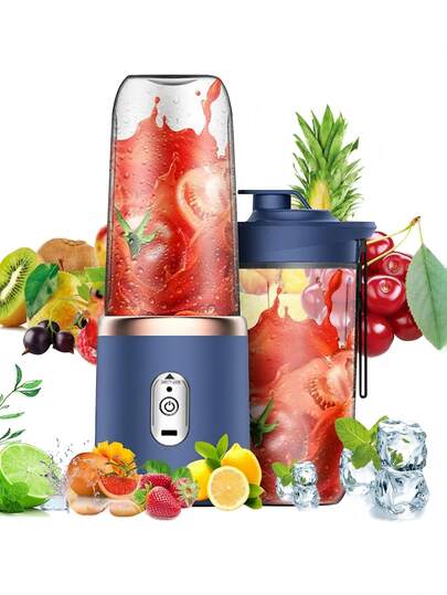 1pc 400ml Wireless Portable Electric Blender With USB Charging Port, Mini Fruit Juice Mixer With 6 Blades And Double-Layer Cup, Suitable For Home Or Outdoor Food Processing, Ideal For Vegetable/Fruit Juice And Milkshake Making