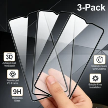 适用于华为/三星/小米/OPPO/一加/vivo/荣耀/realme/红米等手机的3D气囊防摔膜三片装，全屏高清防摔、防碎裂、防刮擦、防指纹保护膜。 - 黑色 - 查看 55