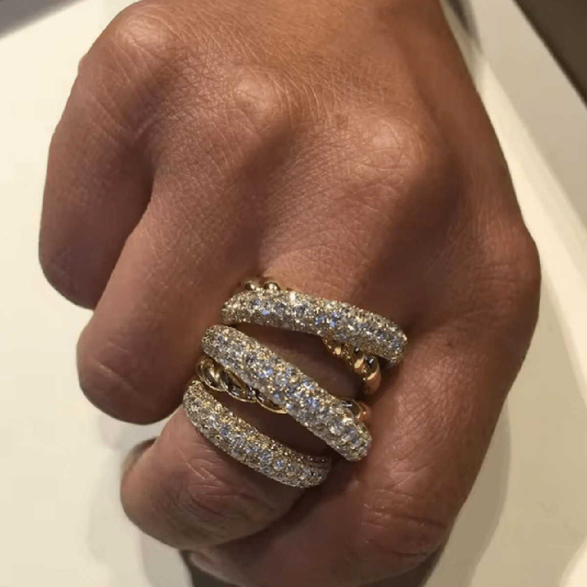 VKHK 1pc Luxurious Fully Rhinestone Zirconia Criss-Cross Striped Ring, Suitable For Women's Daily And Wedding Wear, Gift - Cross Diamond Ring - View 1