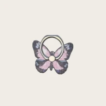 Cute Butterfly Pattern Phone Ring Holder - 360° Rotation, Metal Finger Grip Stand And Swivel Ring, Sturdy Grip