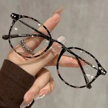 1 Pair Women's Round Simple Fashion Glasses, Suitable For Daily Wear, School, Office, Transparent Lenses, Perfect Gift For Christmas Or Valentine's Day - Multicolor - View 7