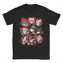 Men Women Personas 5 Anime T Shirt Pure Cotton Clothing Short Sve Crewneck Tees Gift Idea T-Shir.Png - Đen 15 - Xem 1