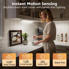 12 LED Motion Sensors - Dimmable Cabinet Lights, USB Charging, 3 Adjustable Modes, Night Lights, Suitable For Offices, Bedrooms, Stairs, Kitchens, Piano Rooms, And Dance Studios, Bedside Reading Lights - 12 chiếc - Đèn trắng - Xem 7