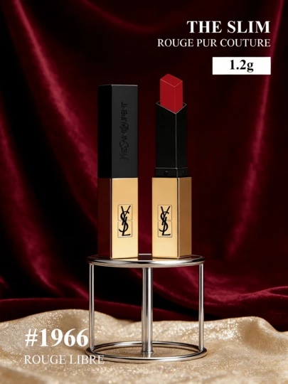 Yves Saint Laurent #1966 Läppstift, Tunn tubdesign, Matt finish, Hög pigmentering, Tunt läppstift, Matt effekt, Långvarig färg, Resestorlek, 1,2 g/0,04 oz