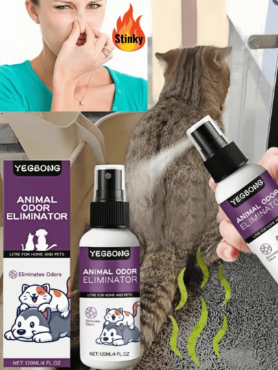 宠物除臭喷雾，温和除臭剂，适用于猫砂盆、狗窝，适合日常使用，植物配方，不刺激皮肤，清新室内空气，持久留香，方便实用，有效去除宠物异味、粪便和室内异味。