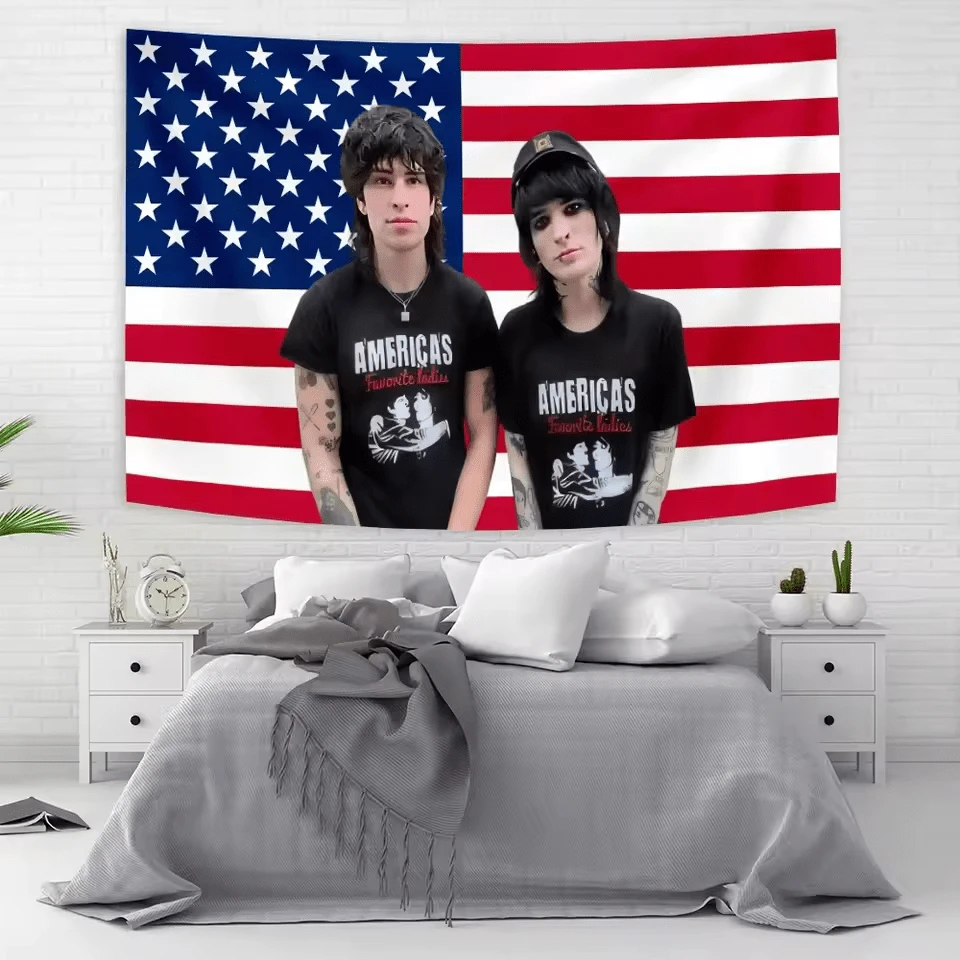 Amerika's Favoriete Flag Tapestry Jake Webber Johnnie Guilbert Wall Tapestry Aesthetic Room Decor Hippie Bohemian Art Home Decor - 1PC - Xem 1