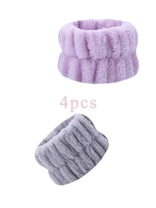 Bộ 8PCS/6PCS/4PCS/2PCS/1PC - Vòng đeo tay phòng tắm, vòng đeo tay co giãn đơn sắc đơn giản, vòng đeo tay rửa mặt thấm hút, vòng đeo tay thấm ẩm cho nữ, chống mồ hôi khi trang điểm và thể thao, dùng để rửa mặt, rửa tay - Nhiều màu - Xem 27