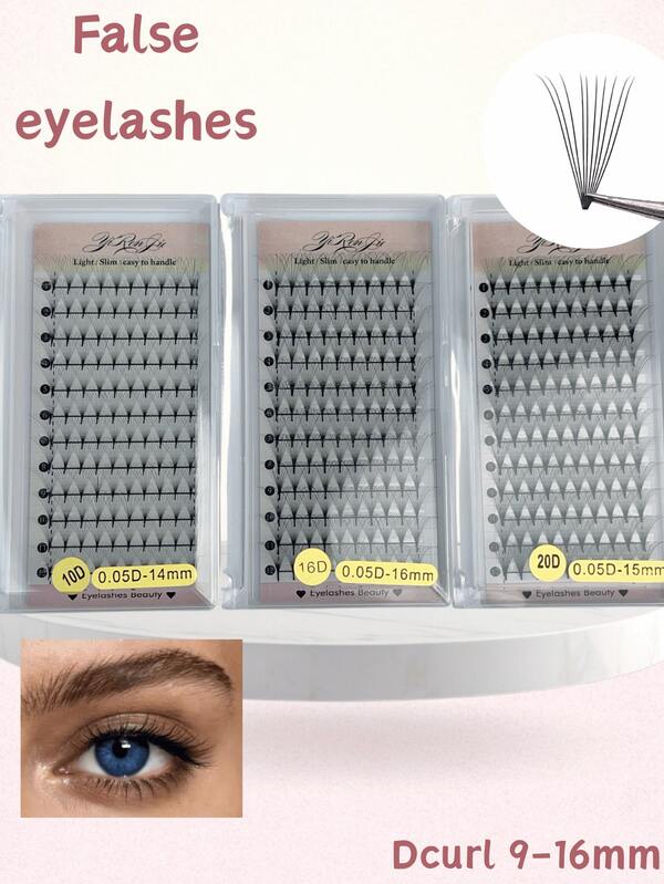 10D/16D/20D 0.05 Thickness 12 Rows Mini Box Portable Realistic Natural Looking Eyelash Extensions, Soft Mink Lashes