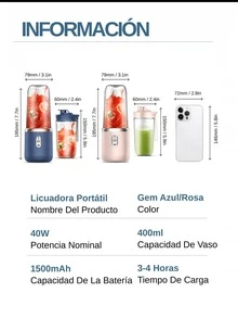 1 máy xay sinh tố điện cầm tay không dây 400ml có cổng sạc USB, máy xay nước ép trái cây mini với 6 lưỡi dao và cốc hai lớp, thích hợp để chế biến thực phẩm tại nhà hoặc ngoài trời, lý tưởng để làm nước ép rau/quả và sinh tố. - Nhiều màu - Xem 11