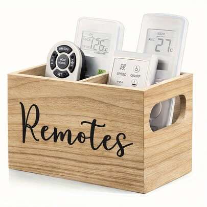 1 Pezzo Organizer in Legno con 2 Scomparti - Organizer Multifunzionale per Telecomandi, Occhiali, Orologi e Cancelleria - Perfetto per Soggiorno, Camera da Letto, Ufficio, ecc., Portatelcomando, Scatola di Stoccaggio Aperta per l'Organizzazione Domestica