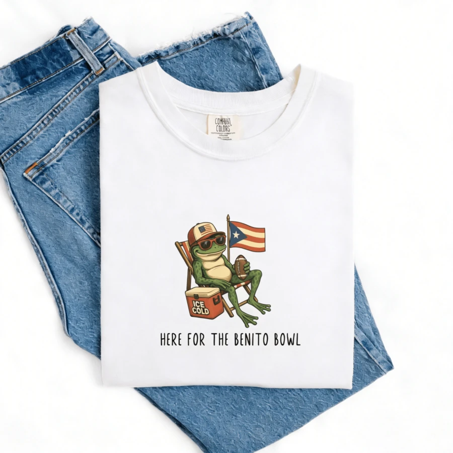 Benito Bowl  Shirt Boricua Tshirt Reggaeton Fan Frog Tee Puerto Rico Flag - 白色 - 查看 1