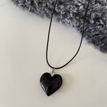 2.5 厘米欧美风格简约人造珍珠颈链配心形吊坠，适合女性情人节、妈妈、母亲、母亲节、礼物 - 紅色 - 查看 12