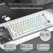 ATTACK SHARK X820 Wireless Mechanical Gaming Keyboard, Equipped With TFT Smart Display Screen And Knob, 75% Hot-Swappable Customizable Pad-Mounted Keyboard, Triple Mode (Wired/2.4GHz/Bluetooth) - Multicolor - View 2