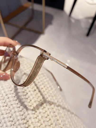 1 pieza Gafas ópticas de mujer de marco ovalado, de moda, minimalistas y adecuadas para la escuela