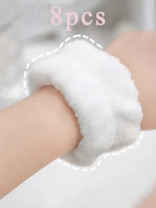 Bộ 8PCS/6PCS/4PCS/2PCS/1PC - Vòng đeo tay phòng tắm, vòng đeo tay co giãn đơn sắc đơn giản, vòng đeo tay rửa mặt thấm hút, vòng đeo tay thấm ẩm cho nữ, chống mồ hôi khi trang điểm và thể thao, dùng để rửa mặt, rửa tay - Nhiều màu - Xem 32