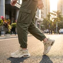 Tenis de hombre Tenis para hombre Zapatos para hombre Tenis de hombre en oferta Calzado deportivo con plataforma suela gruesa y almohadilla de aire transpirables de malla con cordones diseño urbano zapatillas de correr cómodas ligeras antideslizantes de amortiguación para caminar estilo casual moda - Caqui - Ver 10