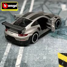 Bburago 1:64 迷你合金玩具车，适用于保时捷 911 GT2 RS，汽车模型玩具，车门可打开，银色车尾交通模型车 - 銀色 - 查看 4