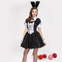 6/5/1pc Rabbit Ear Set, Includes Bunny Headband, Neck Scarf, Plush Rabbit Tail, Black Fishnet Stockings, Suitable For Easter, Theme Parties, Halloween, Cosplay - Multicolor - View 5