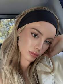 4条装黑色优雅波西米亚风宽发带，纯色弹力冬季发带，防滑运动发带，黑色弹力吸汗带，女士运动针织头巾，适合洗脸、化妆、瑜伽、眼罩、户外活动、派对、学校等多种场合佩戴，女士发饰 - 黑色 - 查看 4