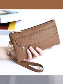 1 Pc Women Clutch Bag Fashion Long Wallet Clutch Coin Pouch Bag Card Holder Zip Purse Business Bag - Multicolor - View 6