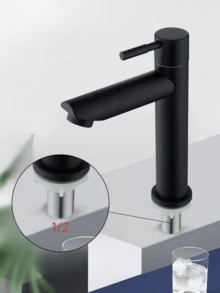 1pc Stainless Steel Single-Handle Single Cold Water Tap For Bathroom Basin,Black Bathroom Faucet, Single Hole Bathroom Faucet, Single Handle Bathroom Faucet,Single Cold Water Tap,For Bathroom, Toilet, Hotel Sink Tap Bathroom Bathroom Washbasin Single Cold Faucet,Water Inlet Thread G1/2, (Chrome, Black,Brushed Gold,Selectable) - Multicolor - View 6