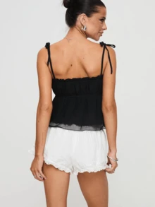 Omen Lace Trim Mini Shorts Casaul Bottoms Y2k Low Rise Bloomers Cute Micro Boyshorts Boxer Shorts - trắng - Xem 9