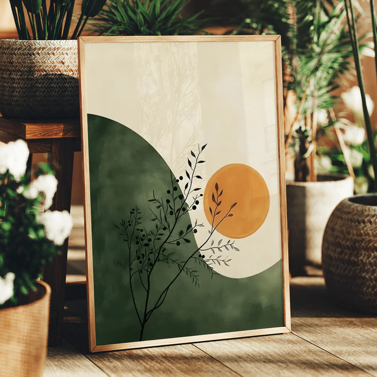 لوحة فنية حائطية عصرية، ملصق فني ياباني بسيط على قماش، ديكور الشمس والأخضر البيج، فن حائطي كلاسيكي عصري، ديكور موسم الربيع/الصيف، طباعة حبر أنيقة، مؤطرة أو غير مؤطرة، ديكور غرفة، ديكور منزلي، هدية مثالية لتدشين المنزل، ديكور شقة السكن الجامعي، هدايا لديكور الحائط في الفندق، المنزل، غرفة المعيشة، غرفة النوم، الحمام والمكتب - متعدد الألوان - مشاهدة 1