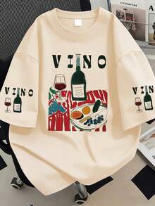 女士休闲印花短袖T恤，街头风，大码女式上衣。女士街头时尚，夏季女式上衣，适合新年、节日、日常穿着、外出、海滩、派对、上学、参加音乐节、度假、通勤等场合。这款圆领短袖T恤可作为送给家人、男朋友、女朋友、朋友的礼物，也是圣诞节、新年礼物的必备单品。 - 杏色 - 查看 1