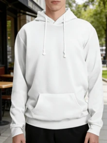 Sudadera blanca con estampado de gato abstracto y detalles florales, ideal para caminatas al aire libre. - Blanco - Ver 4
