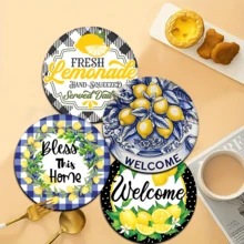 6 Stück Zitronen Muster Untersetzer Set, Heimdekoration, Teetassen Matten, Wasserglas Untersetzer, Weinglas Untersetzer, Kaffeetassen Matten, runde absorbierende Silikongeluntersetzer Set, Kaffee Bar & Küchen Accessoires, geeignet für Heimdekoration, Partys und Geschirr Geschenke, ganzjährige Haushaltsdekorationen - Verschiedenfarbig - Übersicht 7