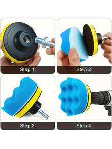 6pcs Car Polishing Kit, 3-Inch Soft Pads, Scratch Repair Tools, Cordless Drill Attachments - For Cars, Motorcycles, Bicycles And Home Cleaning! Perfect Valentine's Day Gift - A - View 6