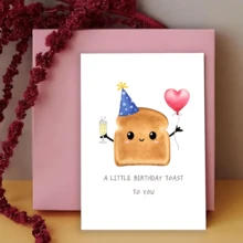 1pc Bread Design Birthday Card | Funny Birthday Card | "Cheers To Your Little Birthday" Card – The Perfect Gift For Son/Daughter/Friend - One Size Fits All - View 6
