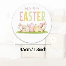 30/60pcs Happy Easter Bunny Stickers, Large 1.8 Inch Watercolor Rabbit & Eggs Round Labels, Pastel Spring Holiday Sealing Stickers For Gift Bags, Envelopes & Party Favors - Multicolor - View 7