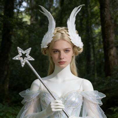 1/3件套优雅白色天使翅膀发夹+闪亮星星仙女棒，天鹅羽毛发夹，适用于婚礼角色扮演拍照道具、派对节日发饰、天鹅造型发夹（适用于摄影角色扮演）、仙女新娘服装发饰、优雅圣诞派对装饰