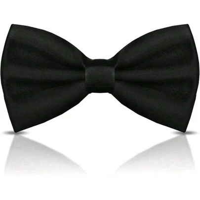 1pc Men's Solid Color Bow Tie, Double Layer Polyester Bow Tie For Groom, Groomsman, Usher, Formal Occasion