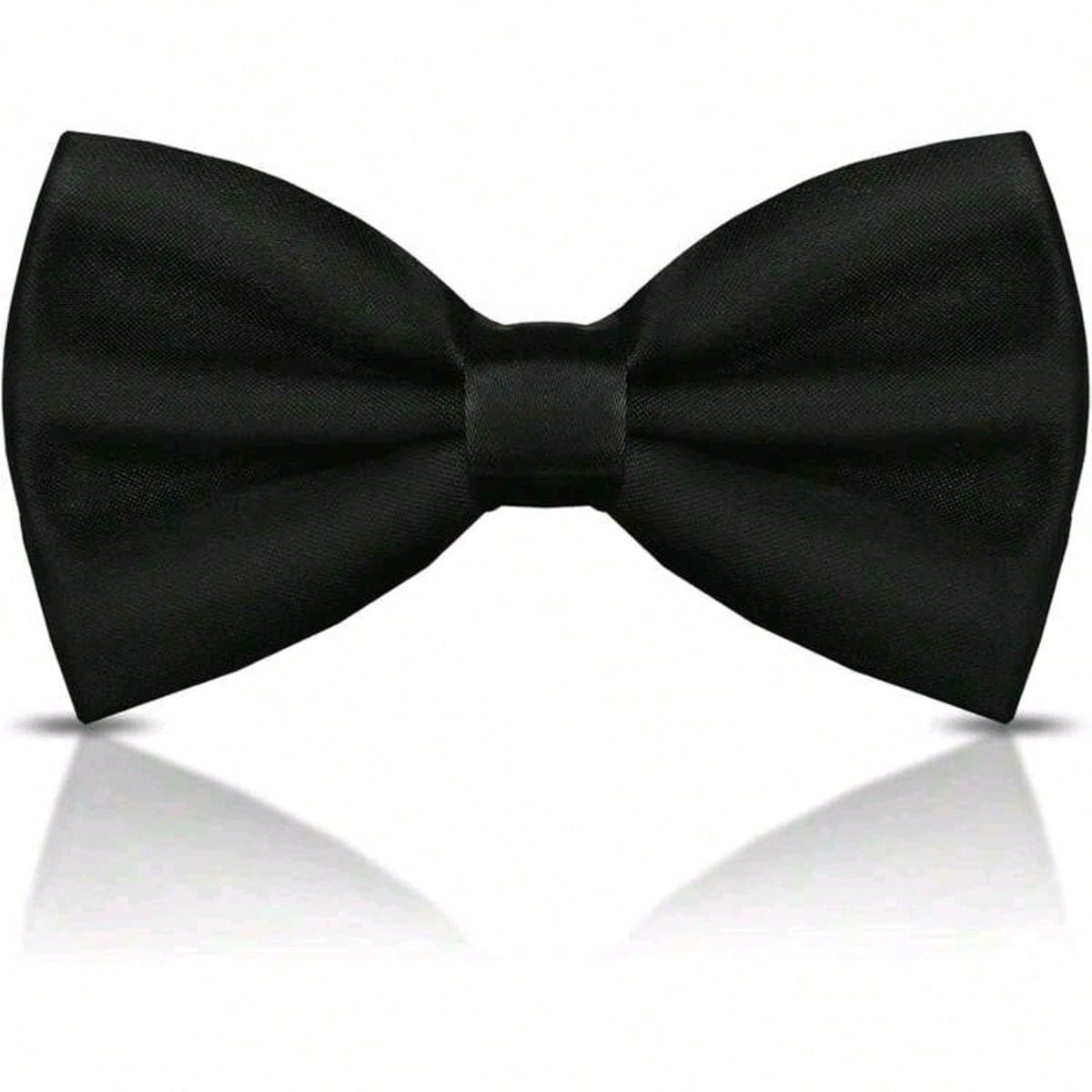 1pc Men's Solid Color Bow Tie, Double Layer Polyester Bow Tie For Groom, Groomsman, Usher, Formal Occasion - Black - View 1