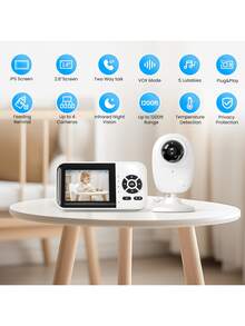Smart Baby Monitor With 1 Cameras And Audio,App,Long Range,Night Vision,Temperature Sensor,2 Way Talk, Feeding Clock And Lullabies,Home Use - 白色 1 camera - 查看 2