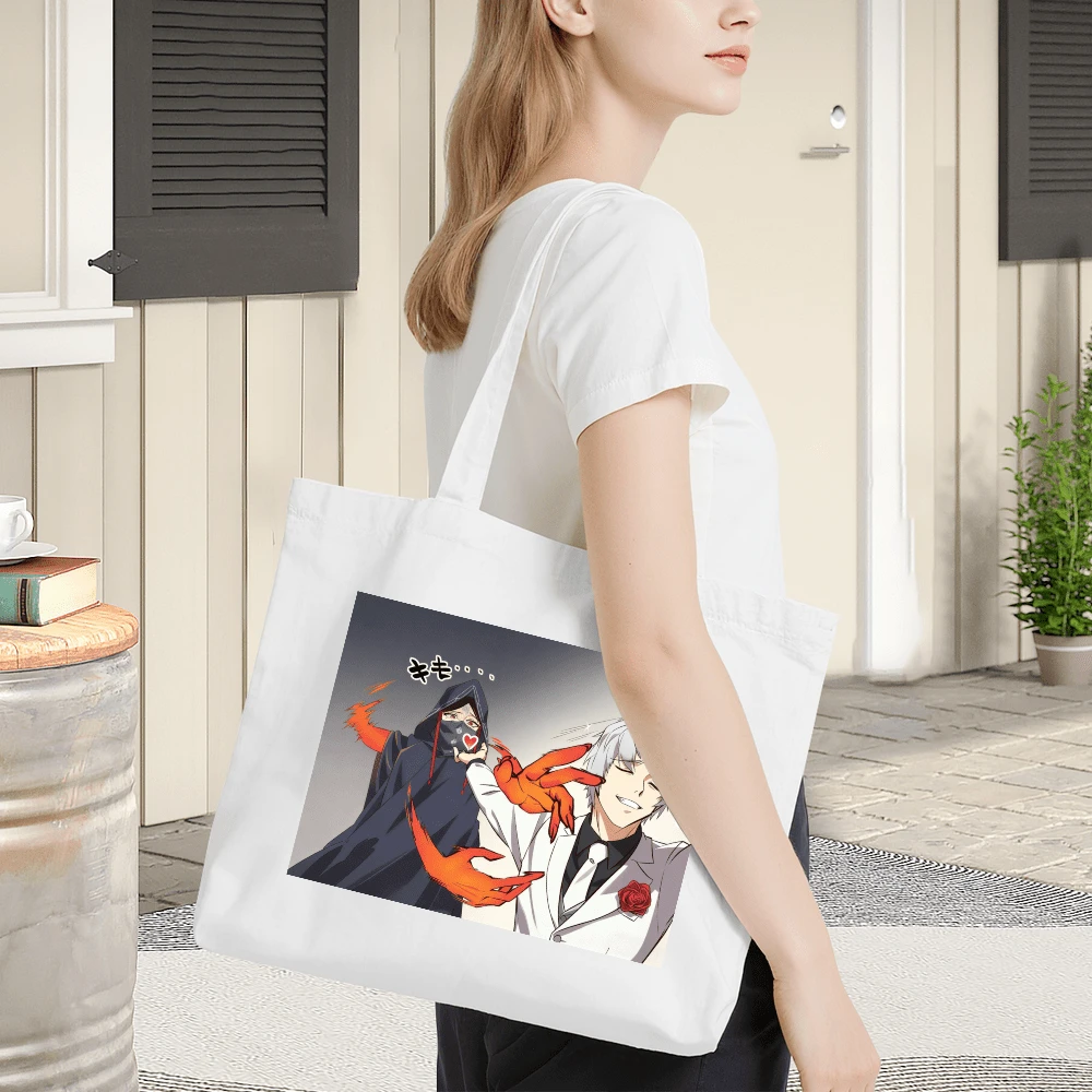 Graphic Print Canvas Tote Bag, Large Capacity Reusable Shoulder Bag - Aesthetic Art Illustration, Casual Shopping Bag, Daily Commute Handbag, School Book Carrying Pouch, Sturdy Cotton Fabric, Grocery Holder, Fashion Accessories For Women Girls,Canvas Bag,Shoulder Bag,Handbag,Aesthetic,Graphic Print,Meme,Funny,Library Bag,Laptop Holder,Lightweight,Foldable,Washable,College Essentials,Best Friend Gift. - 白色 - 查看 1
