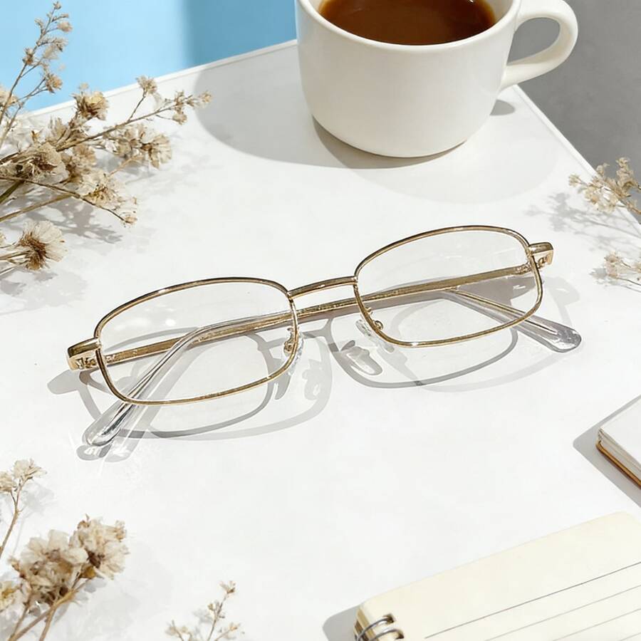 1pc Women's Fashion Retro Minimalist Stylish Glasses - Rose Gold - View 1