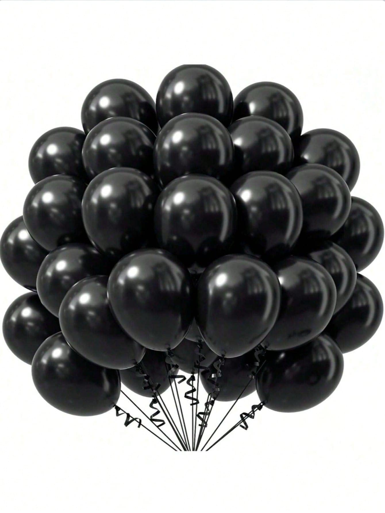 30 pièces Ensemble de ballons en latex noirs, convient pour les mariages, les fiançailles, le Nouvel An, Diwali, Pâques, la Saint-Nicolas, l'Oktoberfest et les célébrations du Jour des Morts, décorations de fête polyvalentes sans électricité - Noir - Voir 1