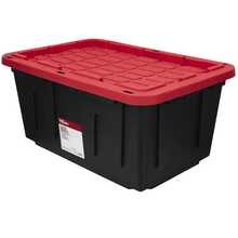 Heavy Duty 27 Gallon Plastic Storage Bin With Snap Lid Black And Red - 1 - View 2