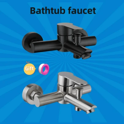 1个黑色拉丝不锈钢壁挂式冷热水淋浴龙头，适用于浴室、浴缸和马桶 - 三通阀，设计时尚现代，隐藏式安装，表面处理