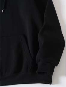 Brooklyn New York Unisex Fleece Sweatshirt, Long Sleeve, Flannel Lined, With Pocket And Kangaroo Hood, Warm For Winter - 黑色 - 查看 4