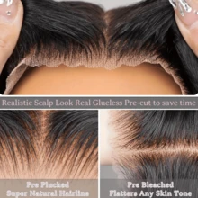 4x4 13x4 5x5 13x6 HD Lace Front Short Bob Straight Wigs 200% Density Put On And Go Pre Cut Glueless Lace Closure Wig Pre Plucked Pre Bleached Heat Resistant Fiber Synthetic Mixed Human Blended Hair Wig With Baby Hair For Women Breathable Ear To Ear Lace 8-16inch Bone Straight Short Bob Hair For Beginners Natural Black Color 8-36Inch Pre-Cut Lace Is Available For 4*4 5*5 - Natural & Black - View 4