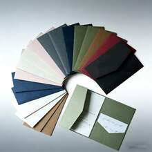 25张三折口袋式婚礼邀请卡,含信封,简约风格,适用于订婚、15岁生日、洗礼、DIY邀请函,5*7英寸,口袋式设计,可定制,圣诞贺卡 - 珠光綠 - 查看 2