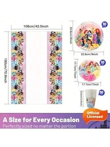 88pcs Cartoon Princess Theme Tableware Set, Including 7-Inch Plates, 9-Inch Plates, Hanging Flags, Napkins And Tablecloth, Suitable For Various Occasions Like Festivals, Parties And Gatherings - Multicolor - View 2