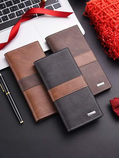 1pc Personalized Men's Long Wallet, 11 Card Slots PU Leather Bifold Wallet, Unisex Daily Commute Card Holder, Fashion Coin Purse Travel ID Case