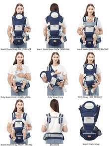 3-In-1 Baby Carrier Waist Stool, Lightweight 4-Season Ergonomic Backpack, Multifunctional Infant Carrier - Dark Blue - View 6